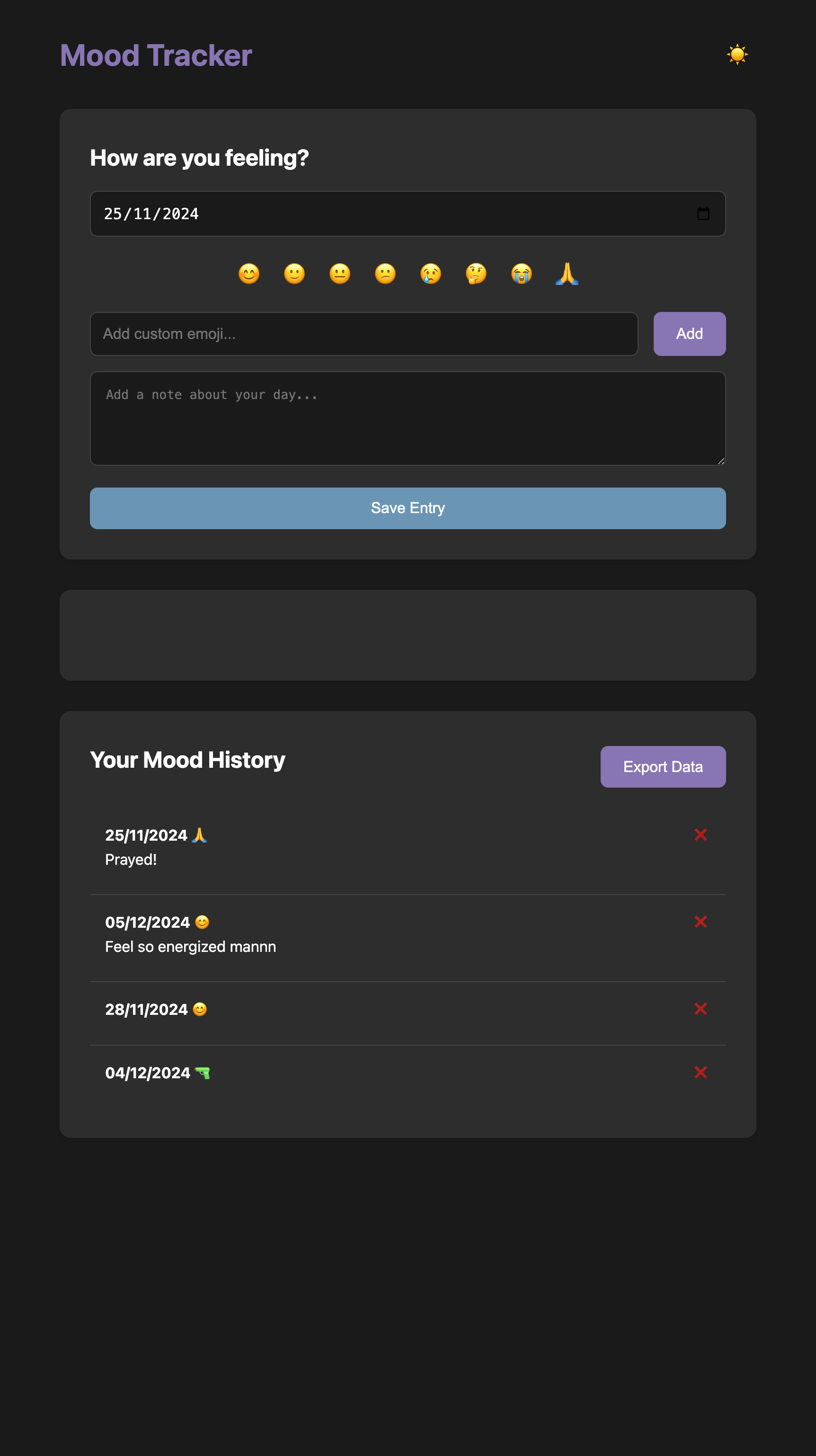 Mood Tracker Application V1